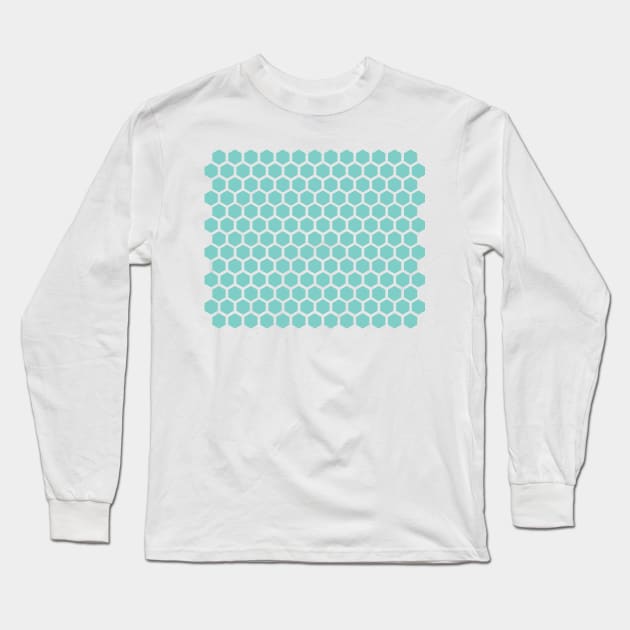 teal hexagon pattern Long Sleeve T-Shirt by renee1ty